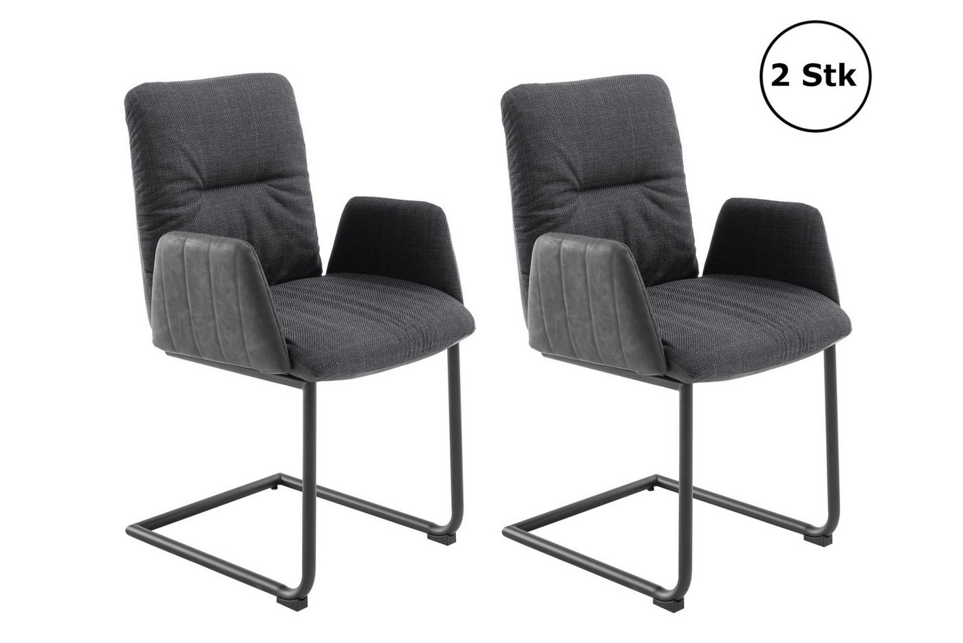 MCA furniture Freischwinger (2er-Set) mit Armlehnen, in anthrazit - 58x92x58 (BxHxT) (2er-Set) von MCA furniture
