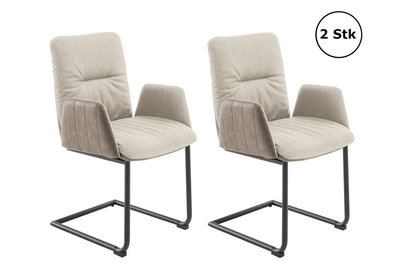 MCA furniture Freischwinger (2er-Set) mit Armlehnen, in creme - 58x92x58 (BxHxT) (2er-Set) von MCA furniture
