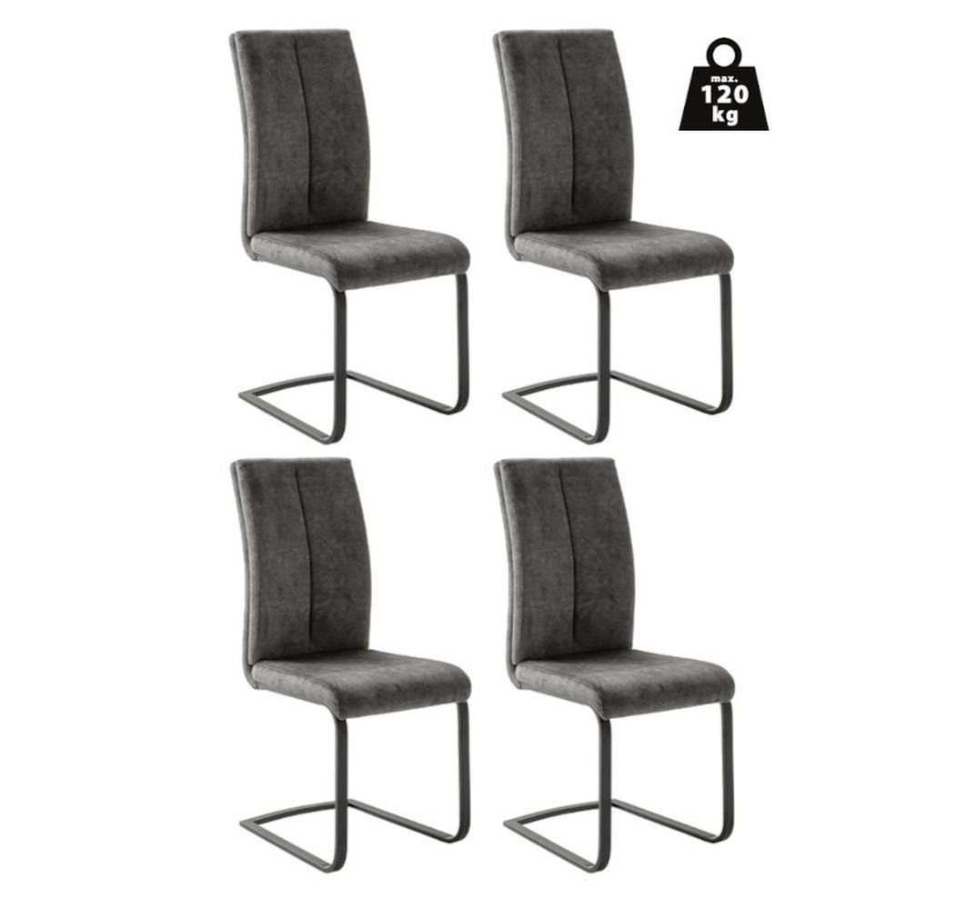 MCA furniture Freischwinger (4er-Set) mit Griff, Bezug anthrazit - 43x103x60 (BxHxT) von MCA furniture