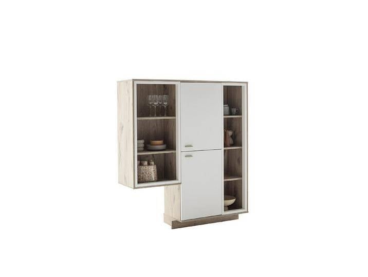 MCA furniture Highboard 2 Türen, in Soft withe / Viking Eiche Dekor - 124x140x37 (BxHxT) (nur in Verbindung mit Santerno TV-Element) von MCA-furniture