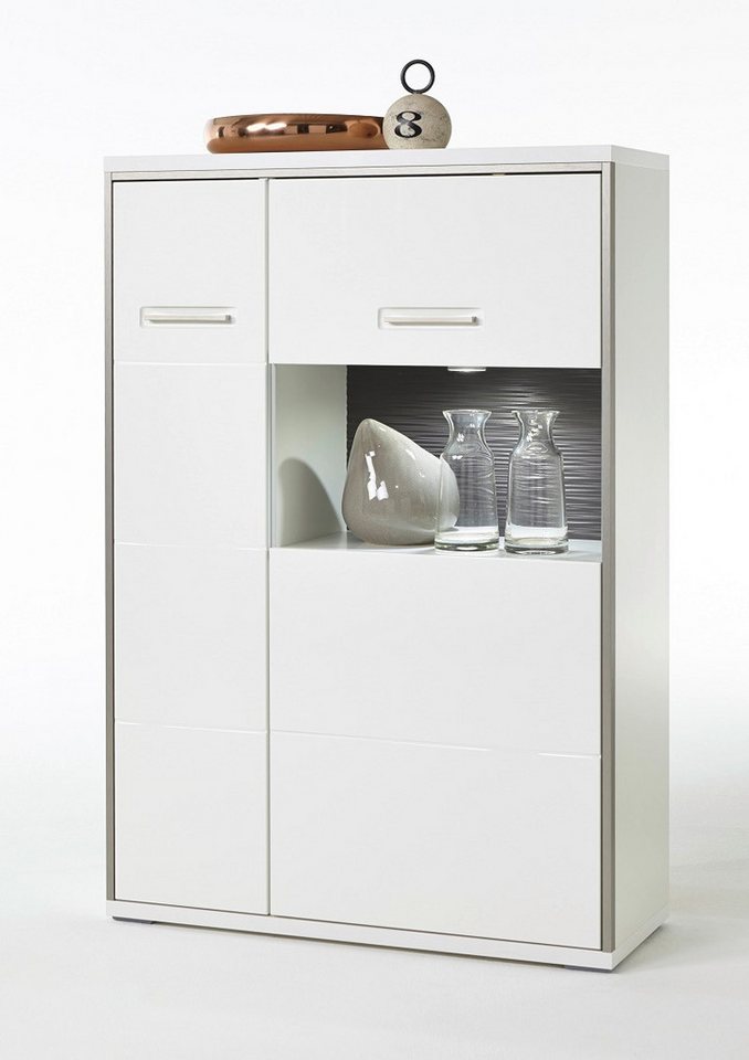 MCA furniture Vitrine Highboard Trento 2, weiß Hochglanz, LED Beleuchtung von MCA furniture