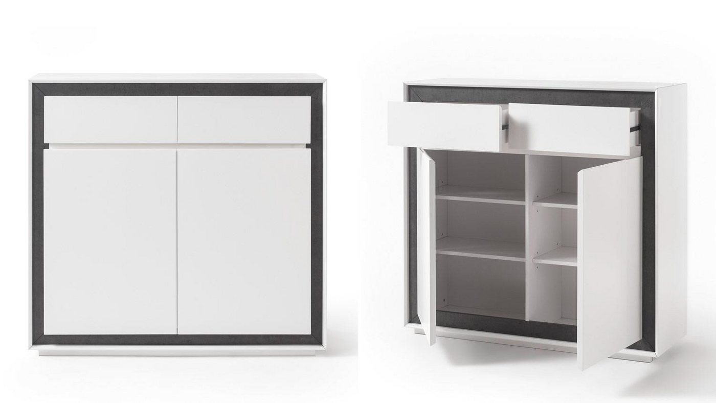 MCA furniture Kommode Kommode Sideboard Durban weiß Lack matt Betonoptik 120 cm von MCA furniture