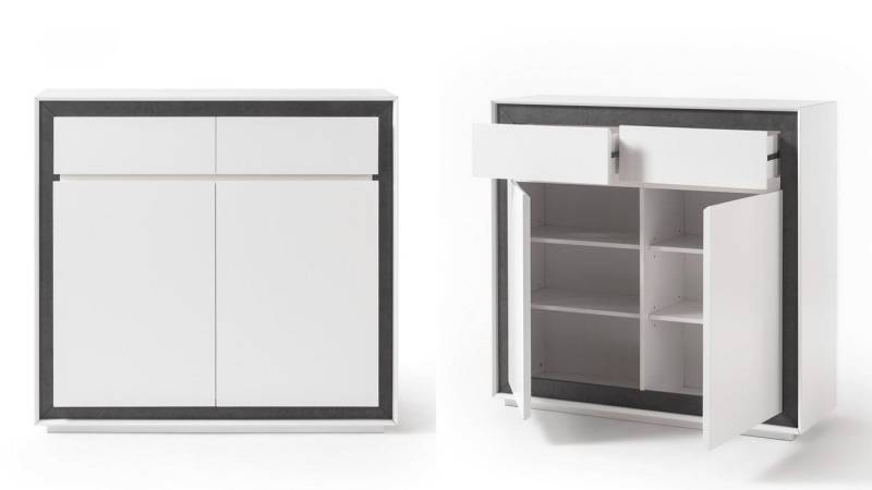 MCA furniture Kommode Kommode Sideboard Durban weiß Lack matt Betonoptik 120 cm von MCA furniture