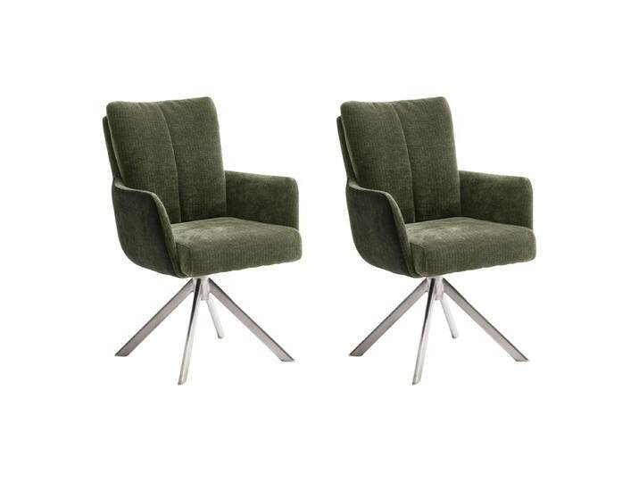 MCA furniture Malia Esszimmerstuhl mit Armlehne grün im 2er Set mit Drehfunktion Gestell Edelstahl Bezug in Cord Optik und Vintagevelours MCA furniture Malia Esszimmerstuhl mit Armlehne grün im 2er Set mit Drehfunktion Gestell Edelstahl Bezug in Cord Optik und Vintagevelours von MCA-furniture