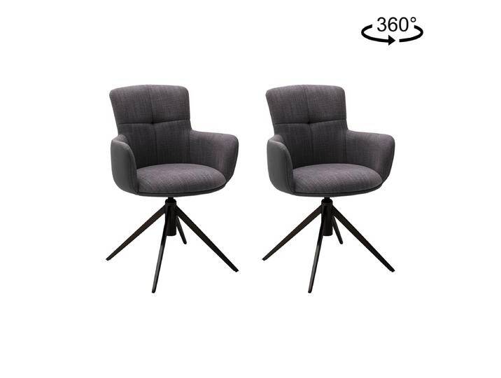 MCA furniture Mecana Armlehnenstuhl im 2er Set mit Drehfunktion Gestell Schwarz matt Bezug in Chenille Optik und Polyurethan Anthrazit MCA furniture Mecana Armlehnenstuhl im 2er Set mit Drehfunktion Gestell Schwarz matt Bezug in Chenille Optik und Polyurethan Anthrazit von MCA-furniture