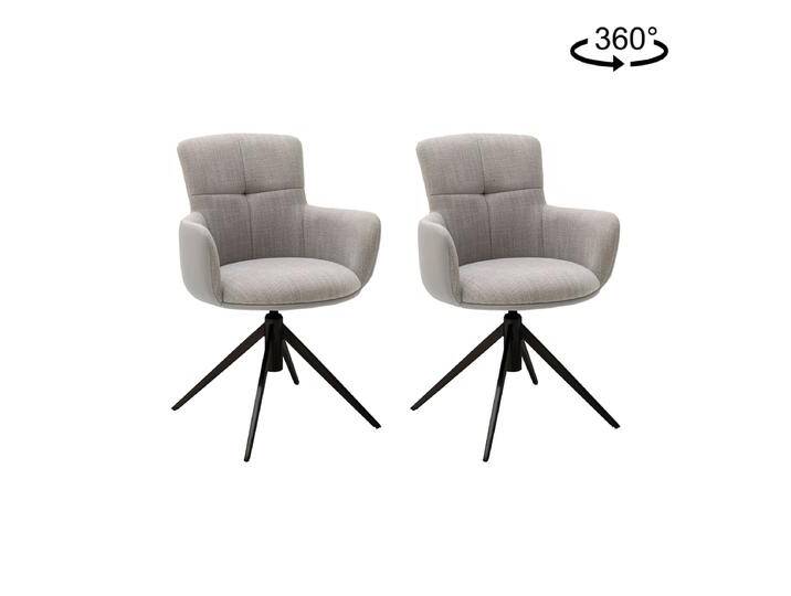 MCA furniture Mecana Armlehnenstuhl im 2er Set mit Drehfunktion Gestell Schwarz matt Bezug in Chenille Optik und Polyurethan Grau MCA furniture Mecana Armlehnenstuhl im 2er Set mit Drehfunktion Gestell Schwarz matt Bezug in Chenille Optik und Polyurethan Grau von MCA-furniture