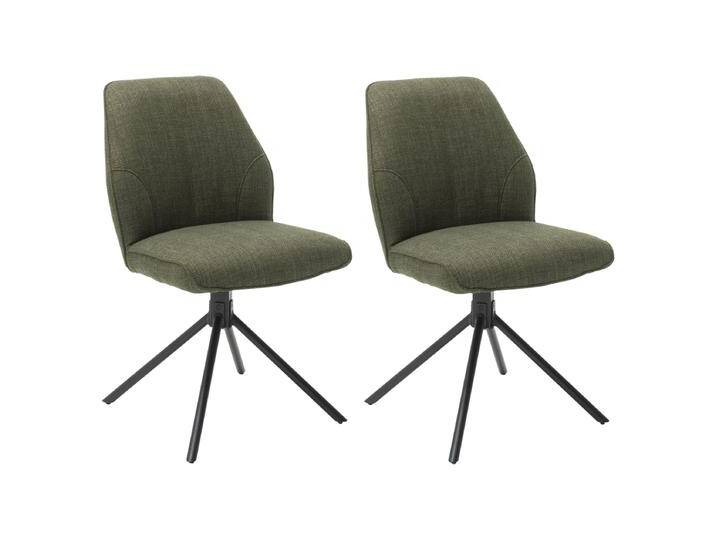 MCA furniture Pemba Esszimmerstuhl ohne Armlehnen PE4S03OL im 2er Set Gestell matt schwarz mit Drehfunktion Bezug aus Webstoff in Olive von MCA-furniture
