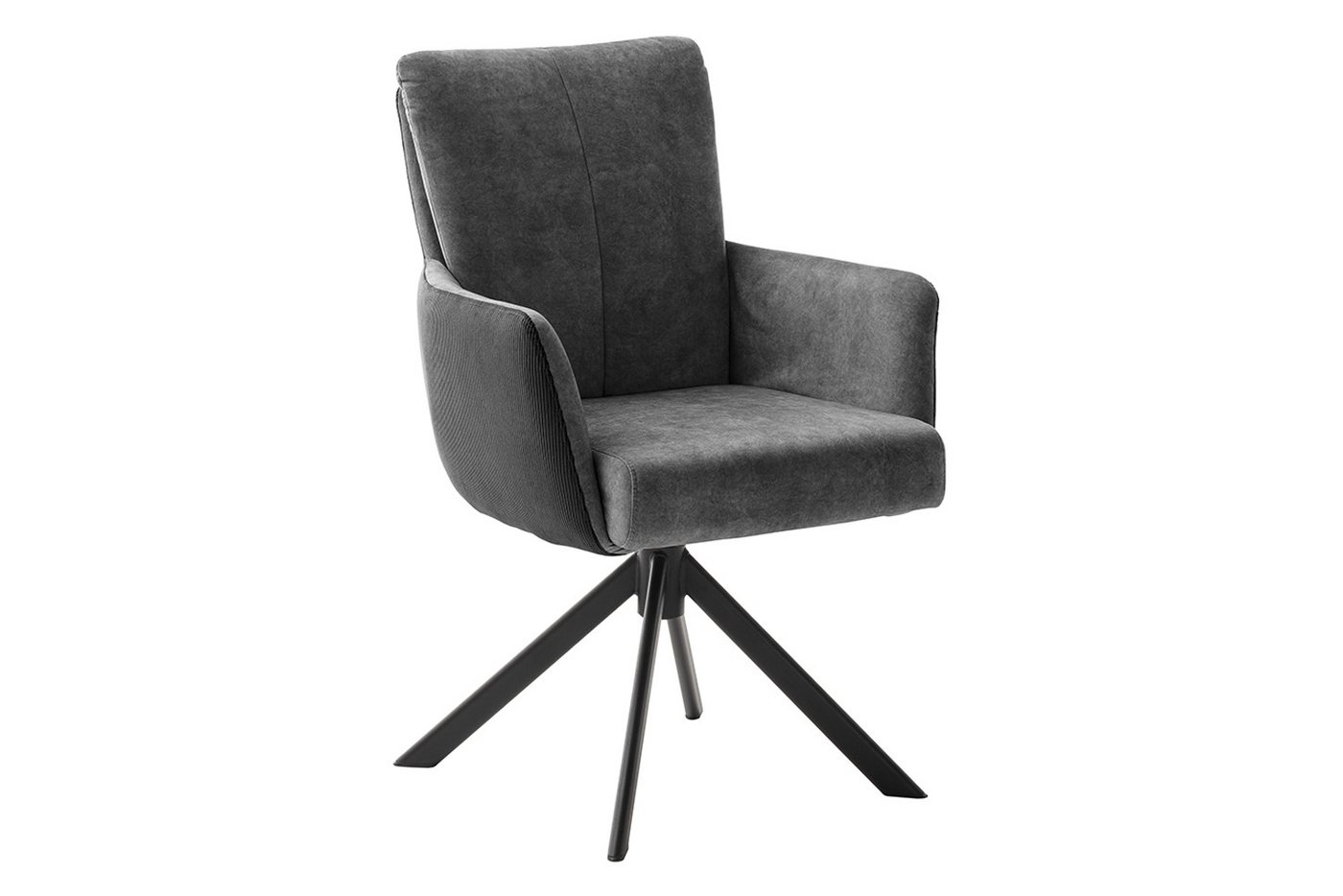 MCA furniture Polsterstuhl ROSARIO, Anthrazit, Schwarz, Cord, Velours, (1 St), Metall, 360 Grad drehbar mit Rückholfunktion, Federkernpolsterung von MCA furniture