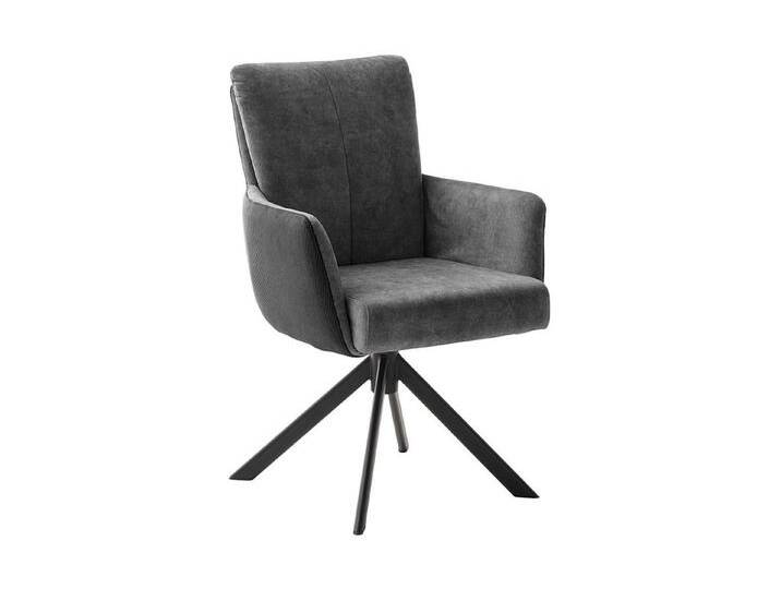 MCA furniture Polsterstuhl ROSARIO, Anthrazit, Schwarz, Cord, Velours, (1 St), Metall, 360 Grad drehbar mit Rückholfunktion, Federkernpolsterung von MCA-furniture