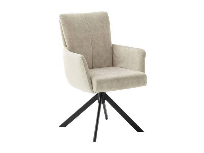 MCA furniture Polsterstuhl ROSARIO, Creme, Schwarz, Cord, Velours, (1 St), Metall, 360 Grad drehbar mit Rückholfunktion, Federkernpolsterung von MCA-furniture