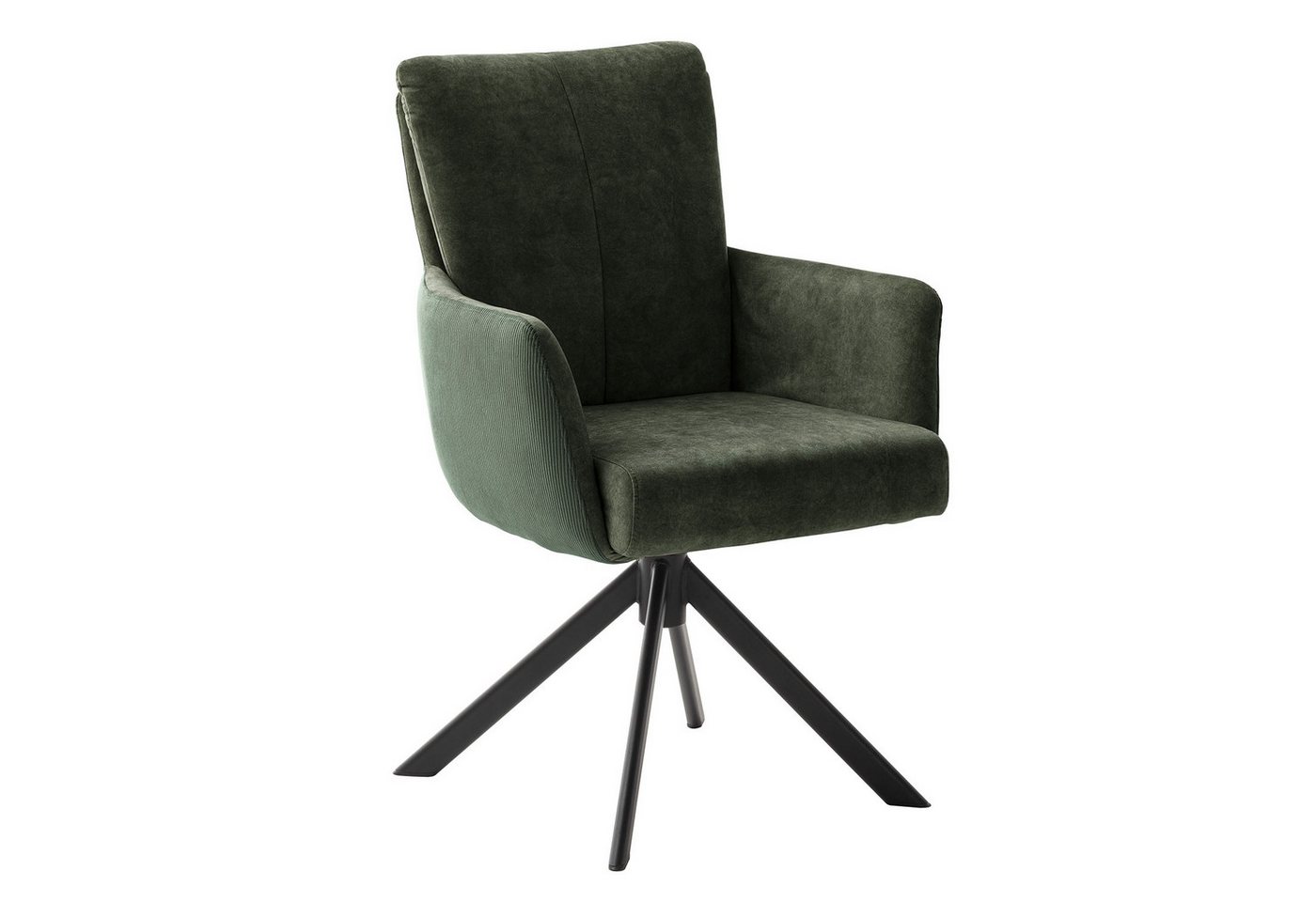 MCA furniture Polsterstuhl ROSARIO, Olivgrün, Schwarz, Cord, Velours, (1 St), Metall, 360 Grad drehbar mit Rückholfunktion, Federkernpolsterung von MCA furniture