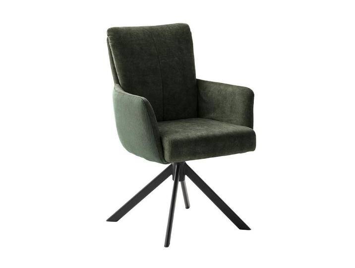 MCA furniture Polsterstuhl ROSARIO, Olivgrün, Schwarz, Cord, Velours, (1 St), Metall, 360 Grad drehbar mit Rückholfunktion, Federkernpolsterung von MCA-furniture