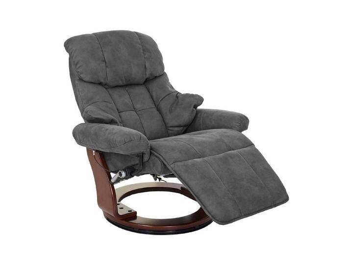 MCA furniture Relaxsessel Windsor 2-S, Fußstütze und Rückenlehne separat verstellbar, extradicke Polsterung, grau, dunkelgrau, Walnuss-Optik von MCA-furniture