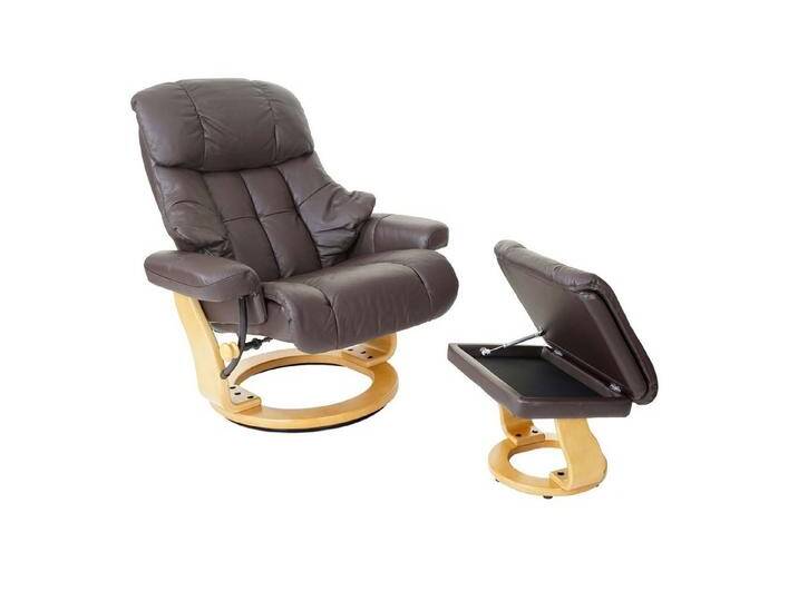 MCA furniture Relaxsessel Windsor XXL, Extradicke Polsterung, inklusive gepolstertem Fußhocker mit Staufach, braun, braun, naturbraun von MCA-furniture
