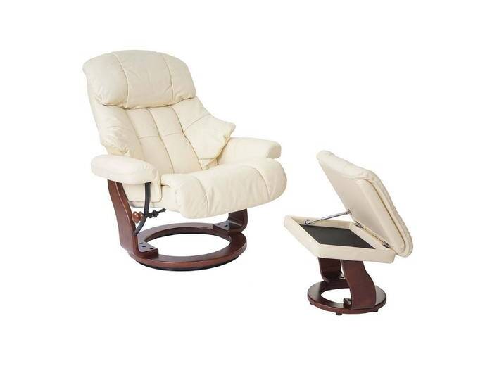 MCA furniture Relaxsessel Windsor XXL, Extradicke Polsterung, inklusive gepolstertem Fußhocker mit Staufach, braun, creme, Walnuss-Optik von MCA-furniture