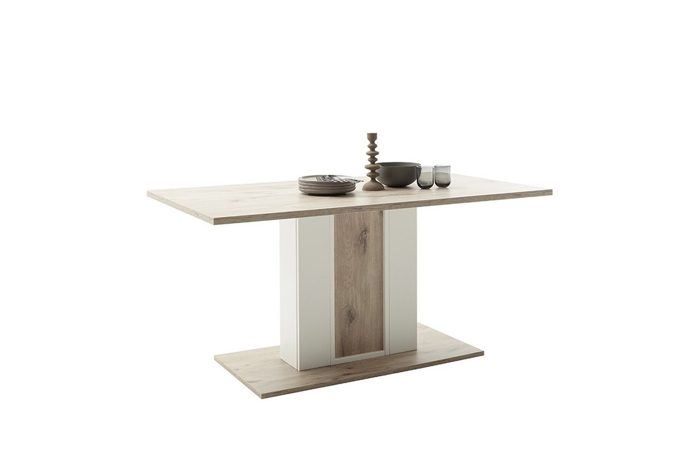 MCA furniture Säulen-Esstisch in Viking Eiche Dekor / Soft withe - 160x77x90 (BxHxT) von MCA furniture