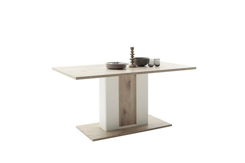 MCA furniture Säulen-Esstisch in Viking Eiche Dekor / Soft withe - 160x77x90 (BxHxT) von MCA furniture
