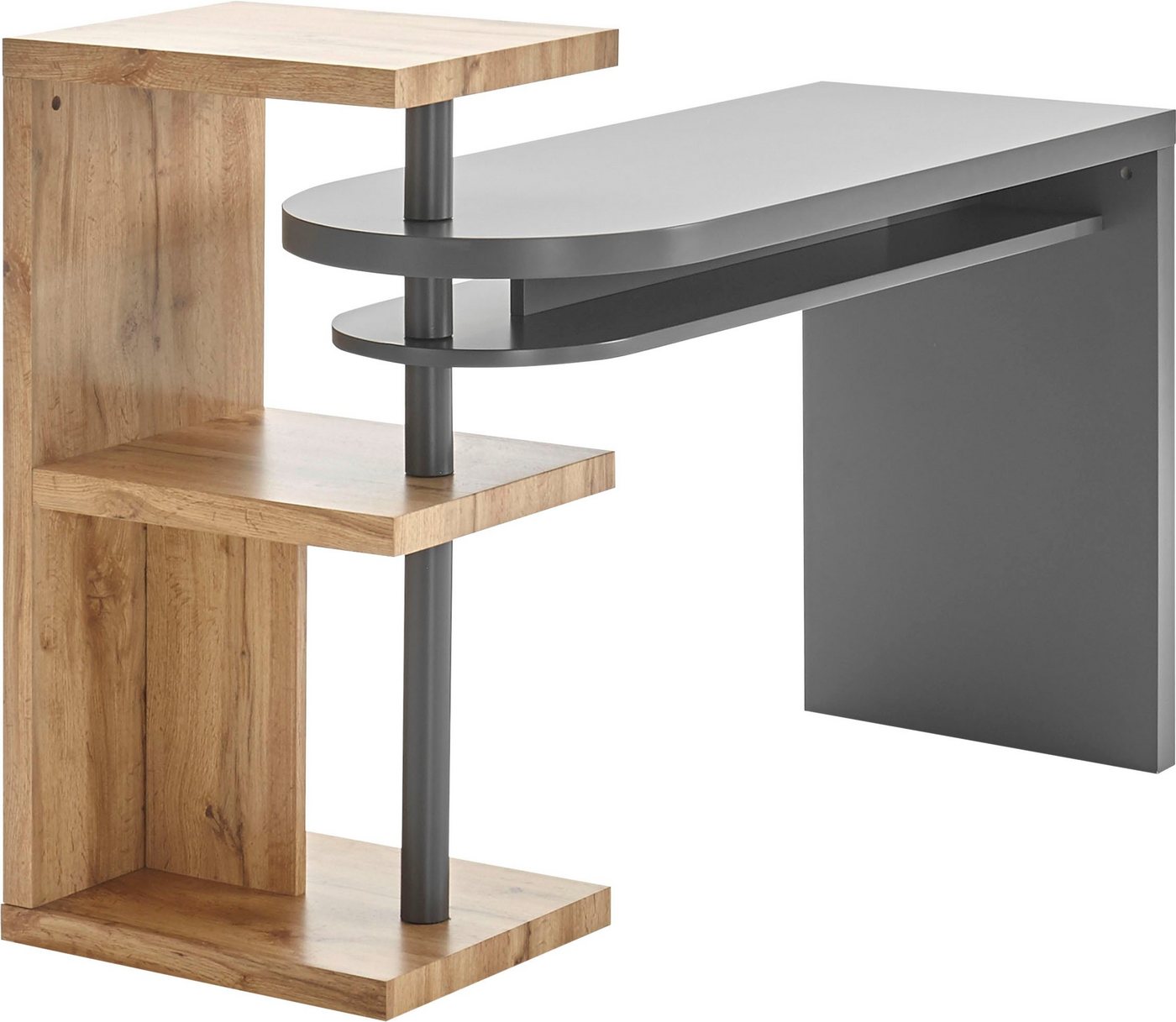 MCA furniture Schreibtisch Moura, mit Regalelment weiß hochglanz, Tischplatte schwenkbar, Breite 145 cm von MCA furniture