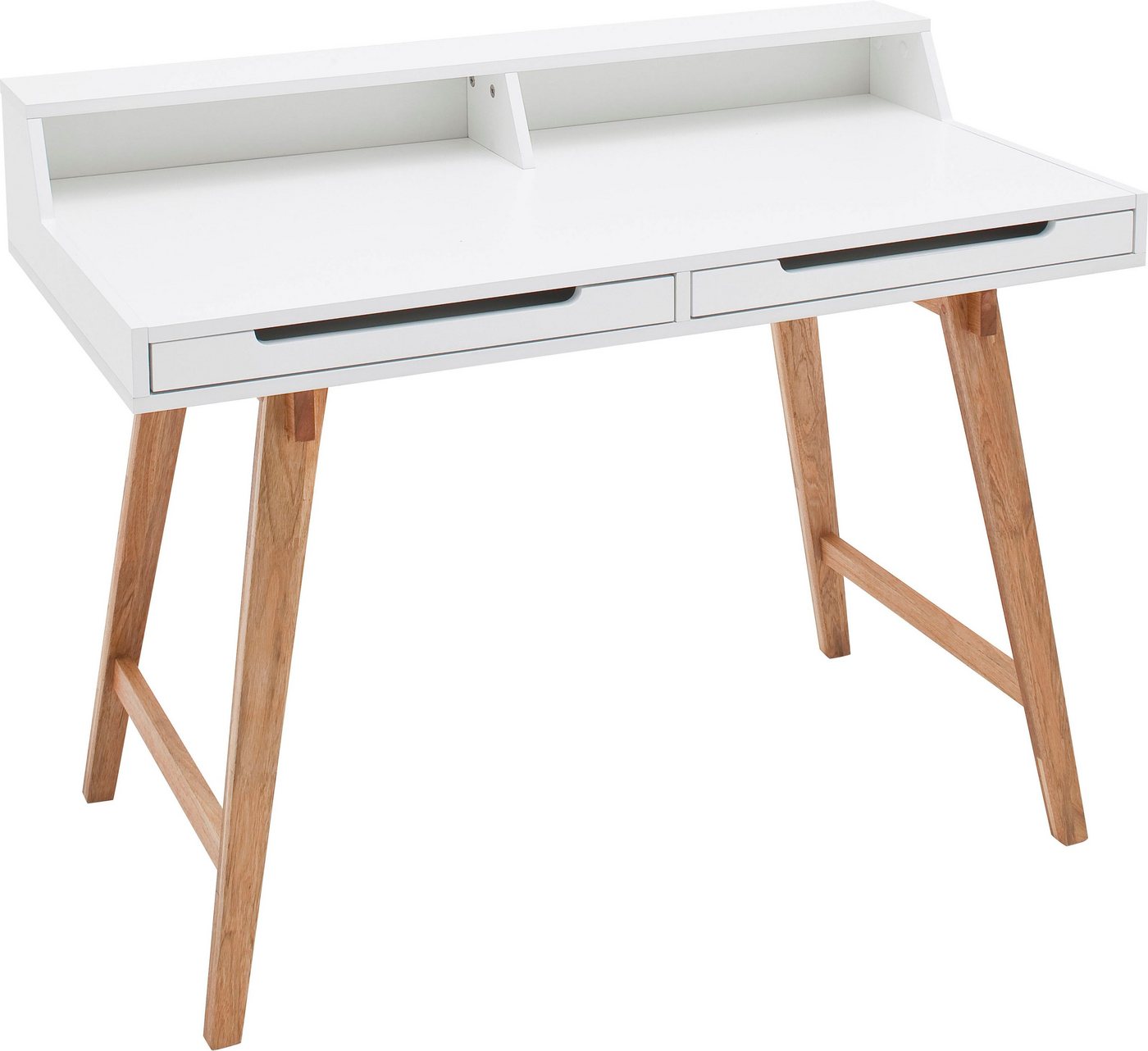 MCA furniture Schreibtisch Tiffy, weiß matt lackiert, Gestell Massivholz buchefarben, Breite 110 cm von MCA furniture