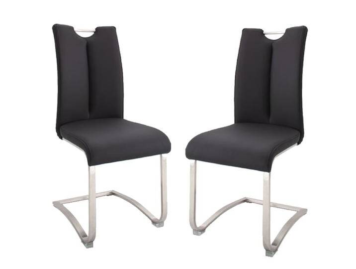 MCA furniture Schwingstuhl A1XL10SX Artos 1XL mit Griff Kunstlederbezug Farbe schwarz Gestell Flachrohr Edelstahl gebürstet Stühle im 2er Set von MCA-furniture
