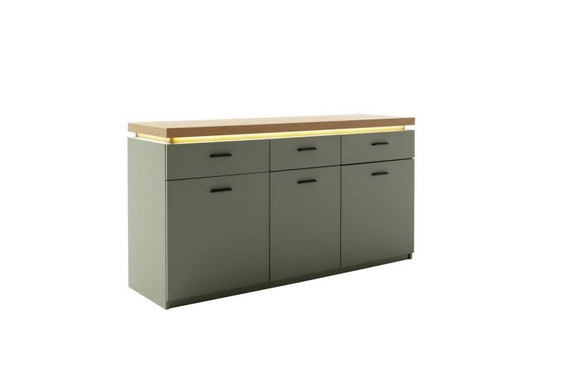 MCA furniture Sideboard LED-Beleuchtung, Salbei grün/ Eichenfarben Dekor - 156x83x44 (BxHxT) von MCA furniture