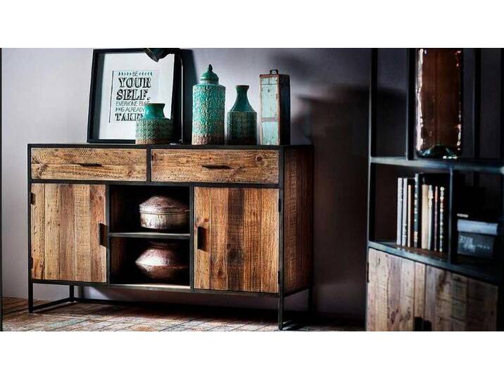 MCA furniture Sideboard Sideboard Baldwin Kiefer Massivholz Vintage braun Breite 146cm, braun von MCA-furniture