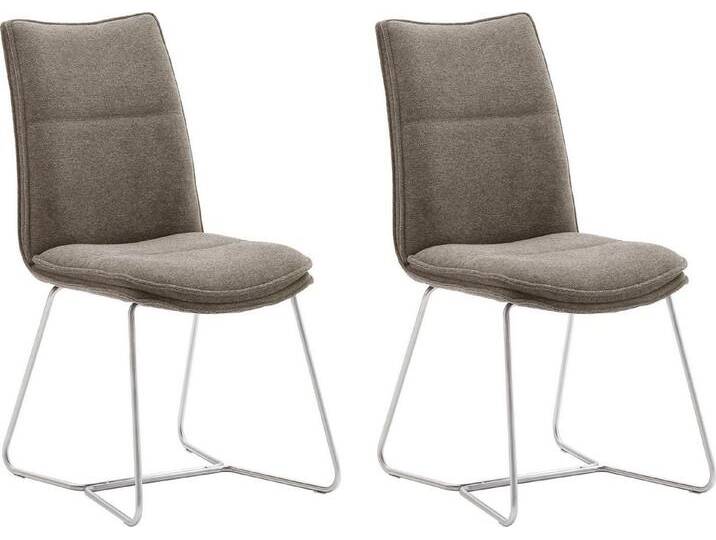 MCA furniture Stuhl Hampton (Set, 2 St), 2er Set, mit Griff, Belastbarkeit 120 Kg, Sitzhöhe ca. 49 cm, braun, Edelstahl, Gestell Edelstahl gebürstet von MCA-furniture