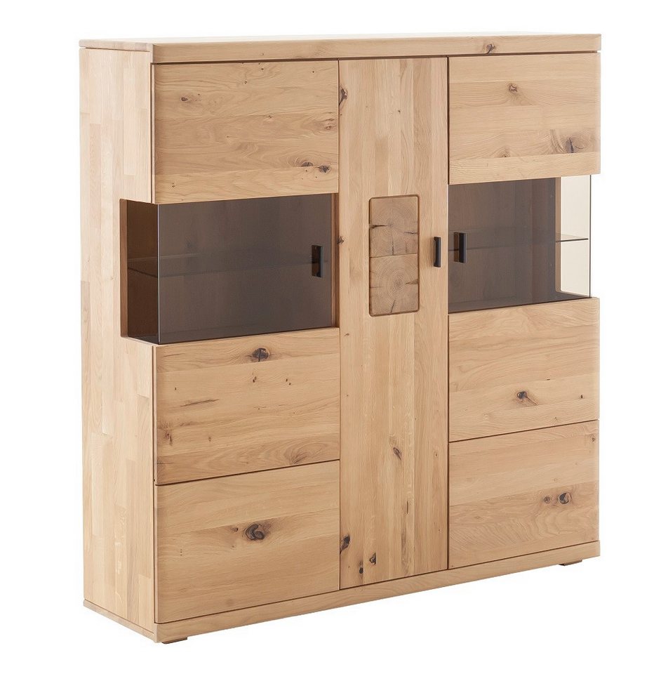 MCA furniture Vitrine Highboard Palma, Asteiche / Balkeneiche, optional Beleuchtung Wohnzimmerschrank ca. 140 cm von MCA furniture