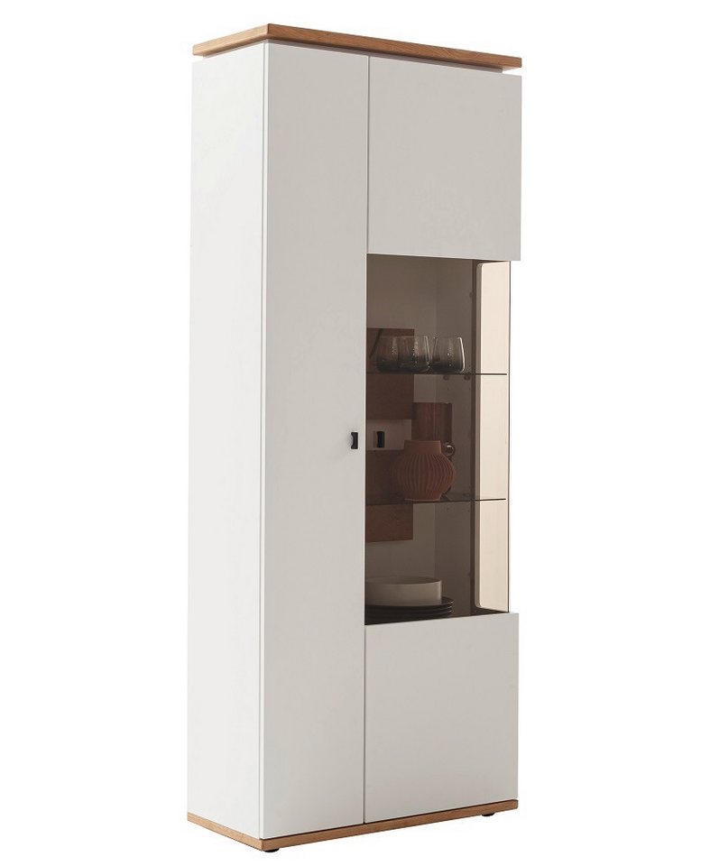 MCA furniture Vitrine Kombi-Vitrine Matadi, Soft white / Ast-Balkeneiche, ohne Beleuchtung Wohnzimmerkommode ca. 180 cm von MCA furniture