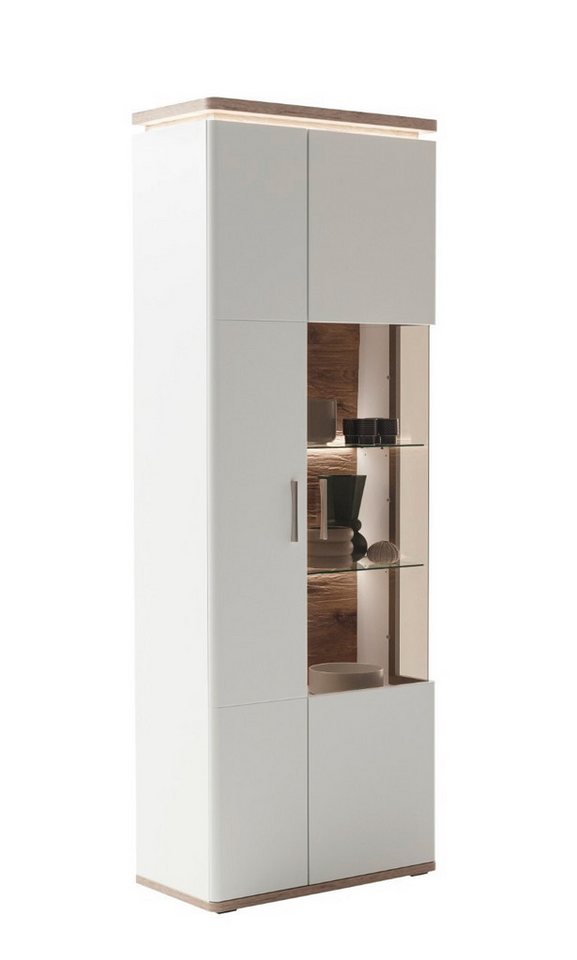 MCA furniture Vitrine Kombi-Vitrine Palermo, Soft white / Viking Oak, ohne Beleuchtung von MCA furniture