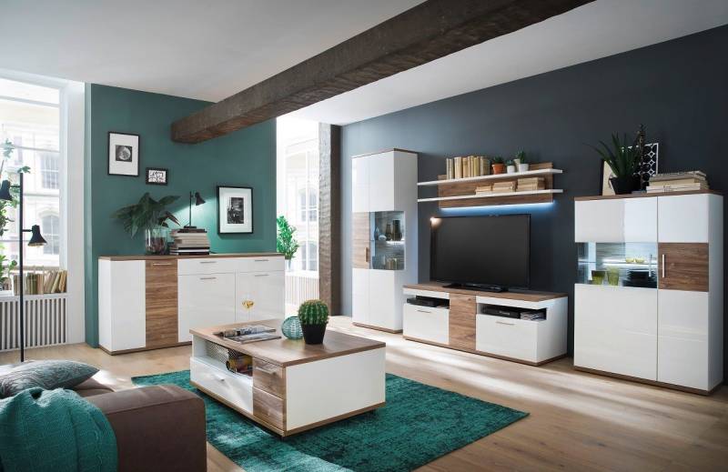 MCA furniture Sideboard Sideboard Luzern, weiß Hochglanz / Sterling Oak MCA furniture Sideboard Sideboard Luzern, weiß Hochglanz / Sterling Oak von MCA furniture