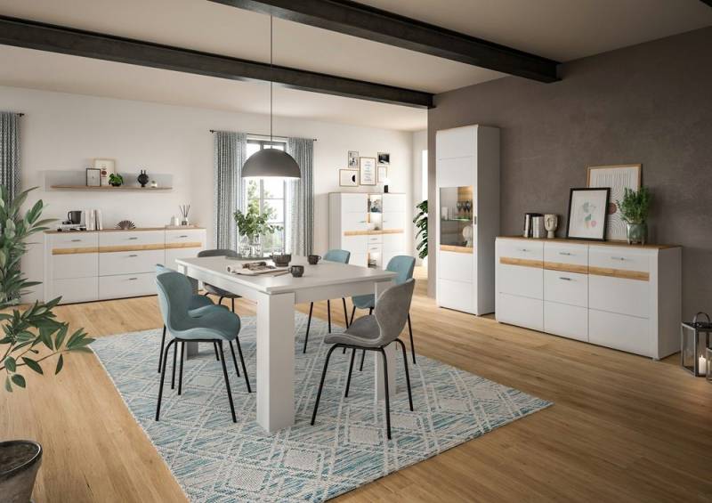 MCA furniture Vitrine Vitrine Ashton, Ashgray matt / Rivera Eiche ohne Beleuchtung von MCA furniture