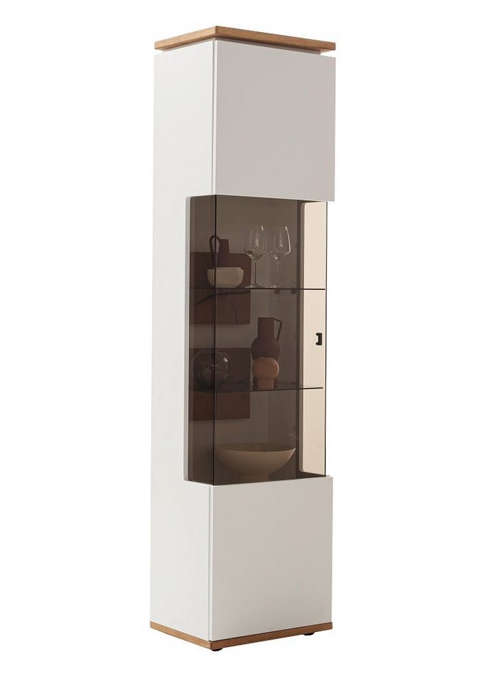 MCA furniture Vitrine Vitrine Matadi, Soft white / Ast-Balkeneiche, ohne Beleuchtung Wohnzimmerkommode ca. 180 cm von MCA furniture