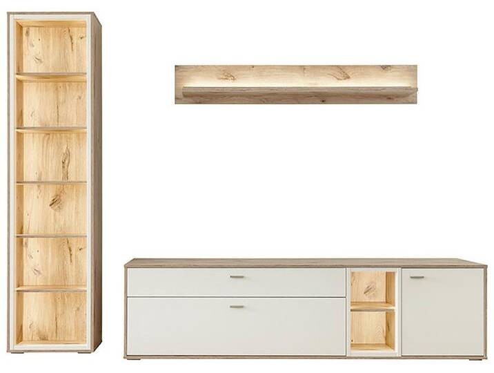MCA furniture Wohnwand SANTERNO, (Komplett-Set, 3-St., 3-teilg), Wohnzimmer Set (3-tlg), Türen & Schubkästen gedämpft, Breite 264 cm, weiß von MCA-furniture