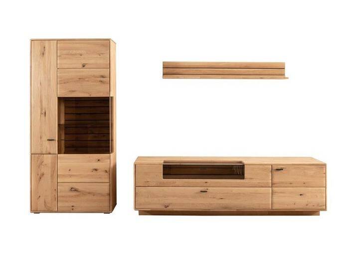 MCA furniture Wohnwand Wohnkombination 2 Girona, Ast / Balkeneiche, 3-teilig, (3-St), Wohnwand, Anbauwand, modern, braun von MCA-furniture