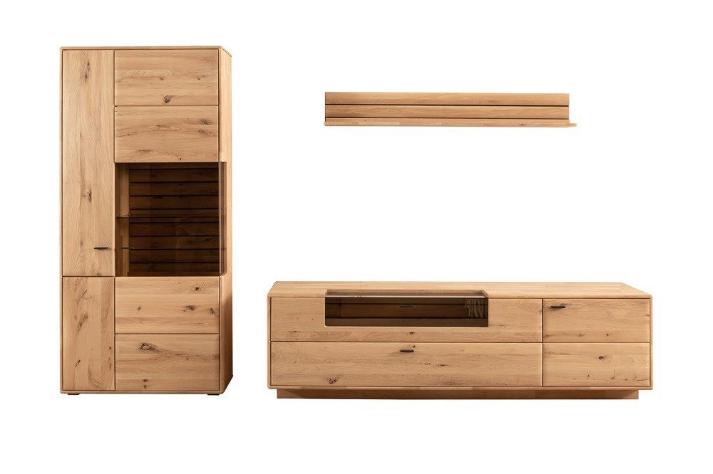 MCA furniture Wohnwand Wohnkombination 2 Girona, Ast / Balkeneiche, 3-teilig, optional, (3-St), Wohnwand, Anbauwand, modern von MCA furniture