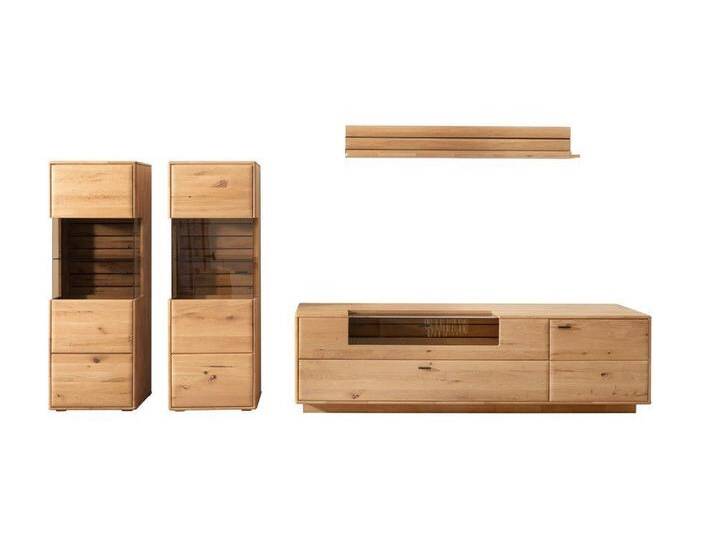 MCA furniture Wohnwand Wohnkombination 4 Girona, Ast / Balkeneiche, 3-teilig, (3-St), Wohnwand, Anbauwand, modern, braun von MCA-furniture