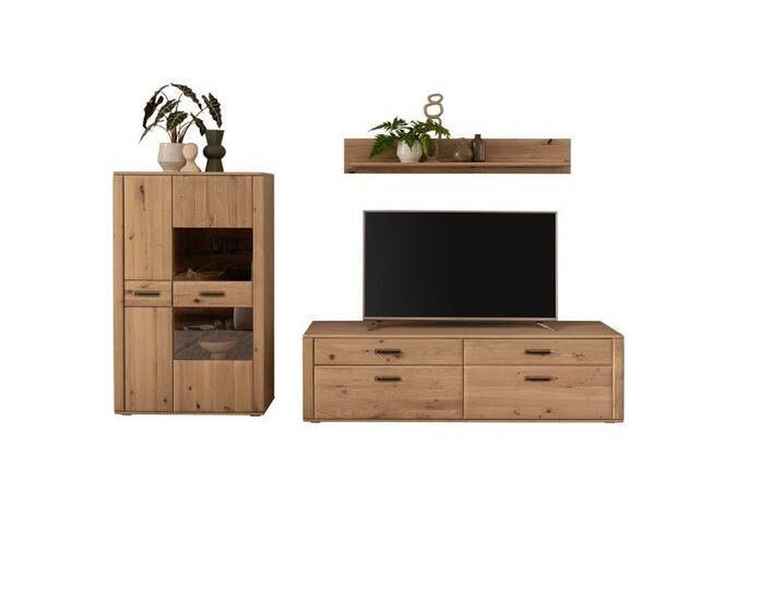 MCA furniture Wohnwand Wohnkombination Alento 3, Asteiche / Balkeneiche, 3-teilig, (3-St), Wohnwand, Anbauwand, modern, braun von MCA-furniture