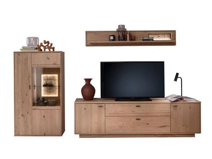 MCA furniture Wohnwand Wohnkombination Freeport 1, Ast-/ Balkeneiche, 3-teilig, LED Beleuc, (3-St), Wohnwand, Anbauwand, modern, braun von MCA-furniture