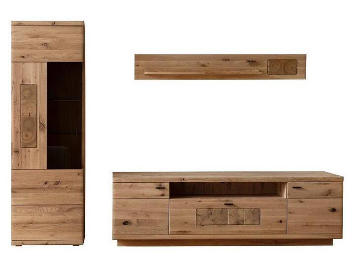 MCA furniture Wohnwand Wohnkombination Palma, Asteiche / Balkeneiche, 3-teilig, (3-St), Wohnwand, Anbauwand, modern, braun von MCA-furniture