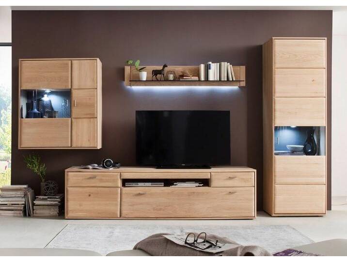 MCA furniture Wohnwand Wohnwand Anbauwand 3 Tarragona, Eiche Bianco, 4-teilig, (4-St), braun von MCA-furniture