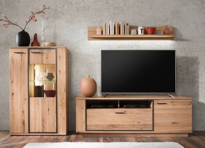 MCA furniture Wohnwand Wohnwand Anbauwand 4 Campinas, Eiche Bianco massiv, 3-teilig, (4-St) von MCA furniture