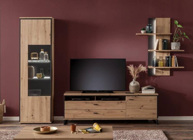 MCA furniture Wohnwand Wohnwand Anbauwand I Buenos Aires, Balkeneiche, 3-teilig, (3-St) von MCA furniture