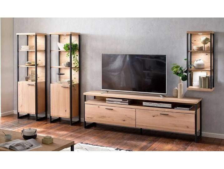 MCA furniture Wohnwand Wohnwand Anbauwand Salerno, Balkeneiche / Eiche Bianco, 4-teilig, (4-St), braun von MCA-furniture