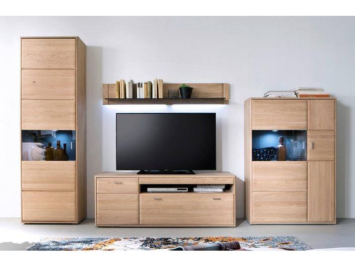 MCA furniture Wohnwand Wohnwand Anbauwand Tarragona, Eiche Bianco, 4-teilig, (4-St), braun von MCA-furniture