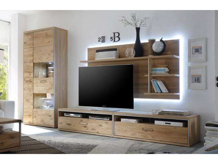 MCA furniture Wohnwand Wohnwand Wohnkombination 3 Espero, Asteiche Bianco, 4-teilig, (4-St), braun von MCA-furniture