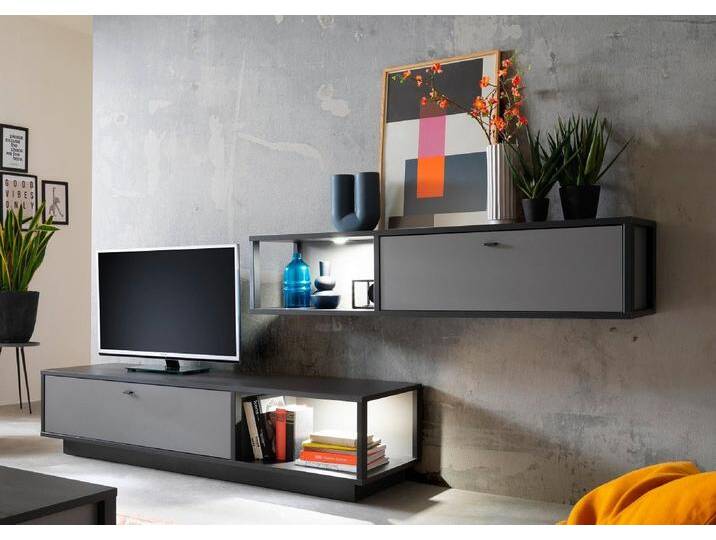 MCA furniture Wohnwand Wohnwand Wohnkombination Luxor, Royal Grey / anthrazit, 2-teilig, (4-St), grau von MCA-furniture