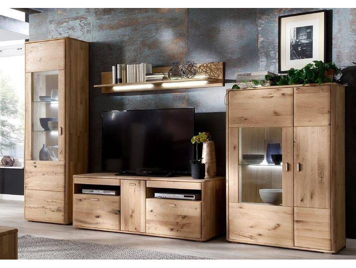 MCA furniture Wohnwand Wohnwand Wohnkombination Ravello, Balkeneiche Bianco, 4-teilig, (4-St), braun von MCA-furniture