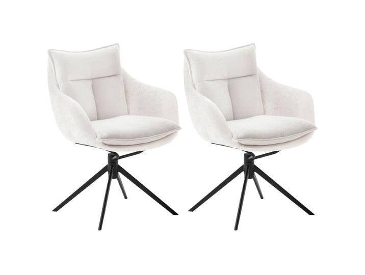 MCA furniture drehbarer Esszimmerstuhl Parker mit Armlehne creme im 2er-Set mit Rückhol- und Schwingfunktion Gestell schwarz oder Edelstahl von MCA-furniture