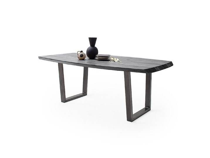MCA living Esstisch Bootsform, Gestell Metall, Massivholz grau - 180x77x100cm (BxHxT) von MCA-furniture